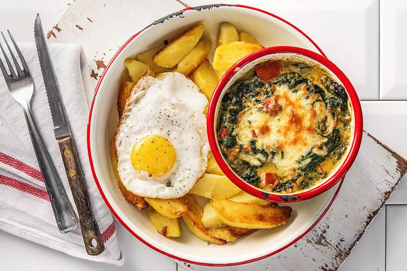 Gratin d’épinards et œuf au plat