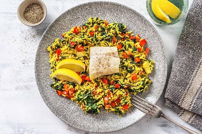 Pilaf au cabillaud vapeur