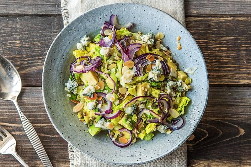 Salade de boulgour et de lentilles au bleu