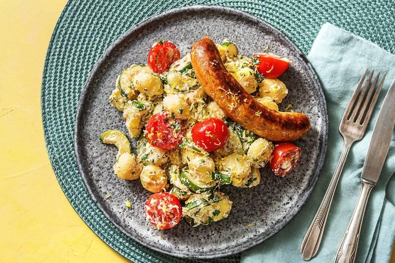 Plat d’été de gnocchis et merguez