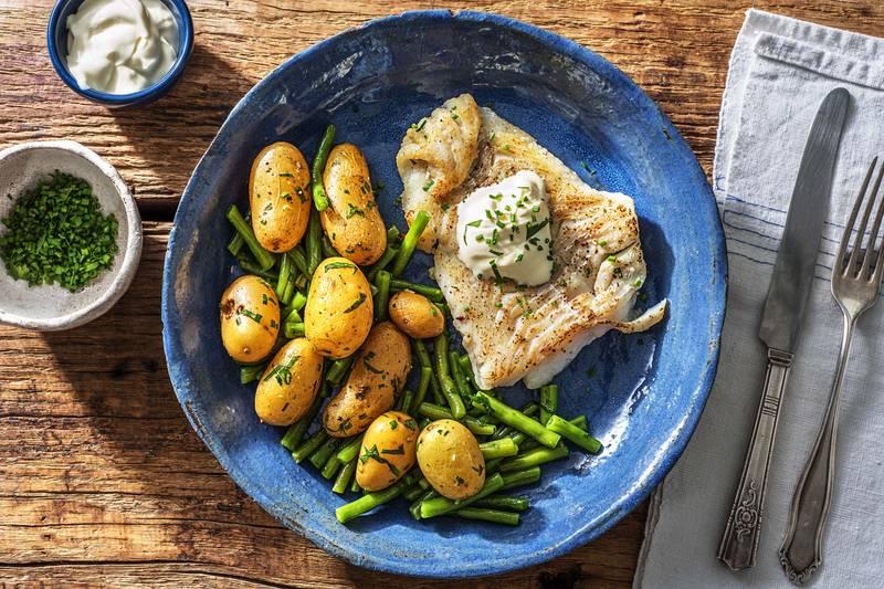 Filet d'églefin et grenailles à l'ail