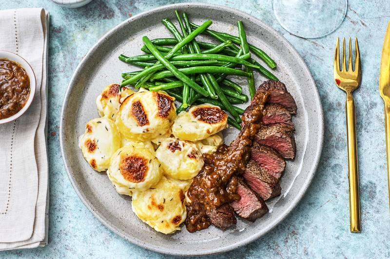 Rumsteak sauce à l'échalote et au thym