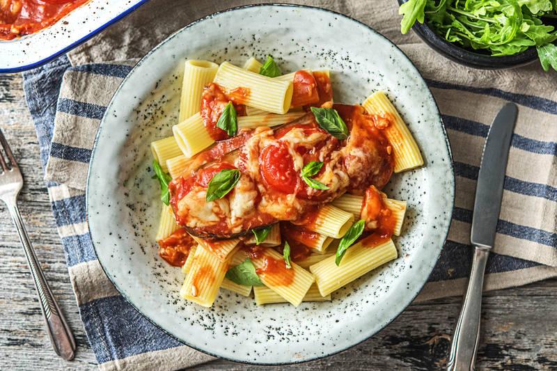 Gratin d'aubergine et rigatoni
