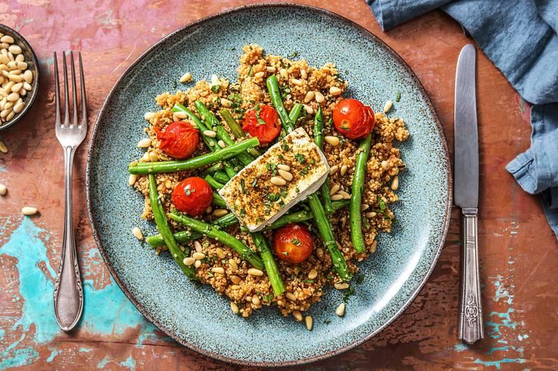 Quinoa au ras-el-hanout et feta au four