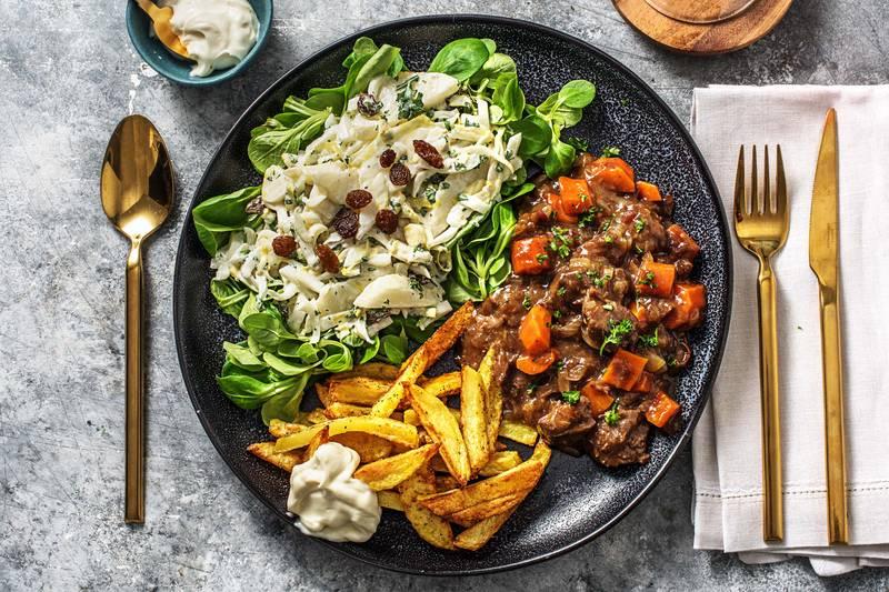 Ragoût de veau de luxe et salade de chicons