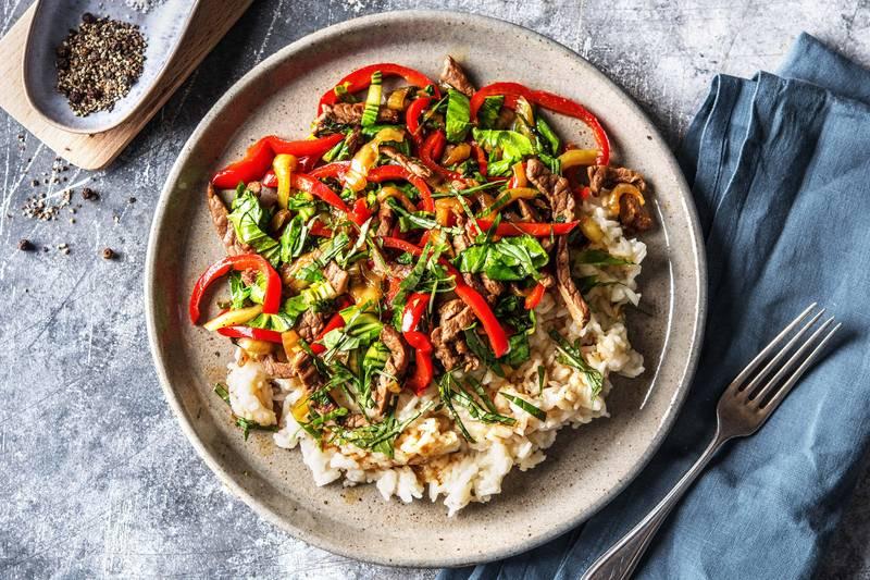 Émincé de bœuf et pak-choï au wok