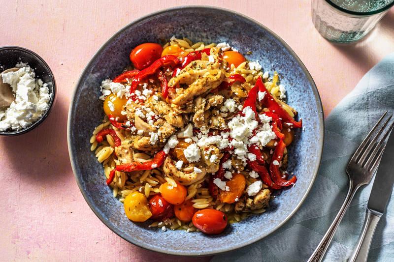 Orzo à la grecque au poulet et feta