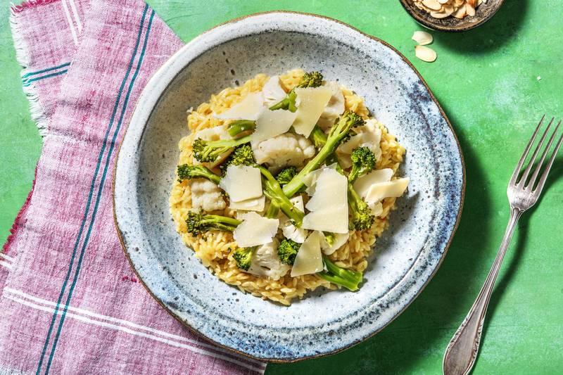 Orzo au chou-fleur et aux bimis grillés