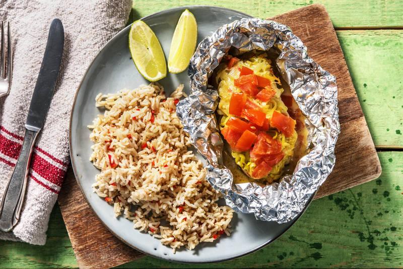 Papillote de poisson au poireau et à la tomate