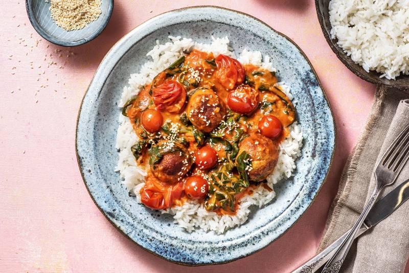 Boulettes de poulet et sauce tomate façon thaïlandaise