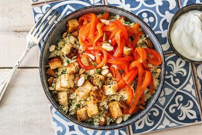 Couscous au halloumi et aux poivrons sautés