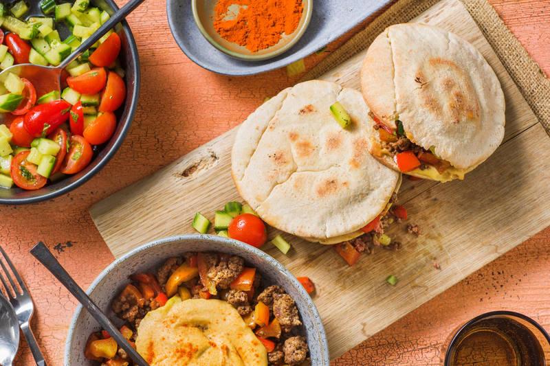 Bœuf haché à l’orientale et houmous