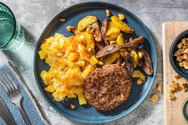 Gratin de légumes oubliés et steak haché