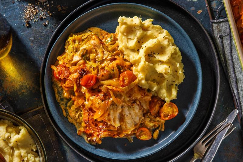 Cassolette de cabillaud au poireau et à la crème