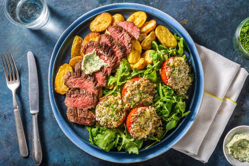 Bavette et beurre aux fines herbes