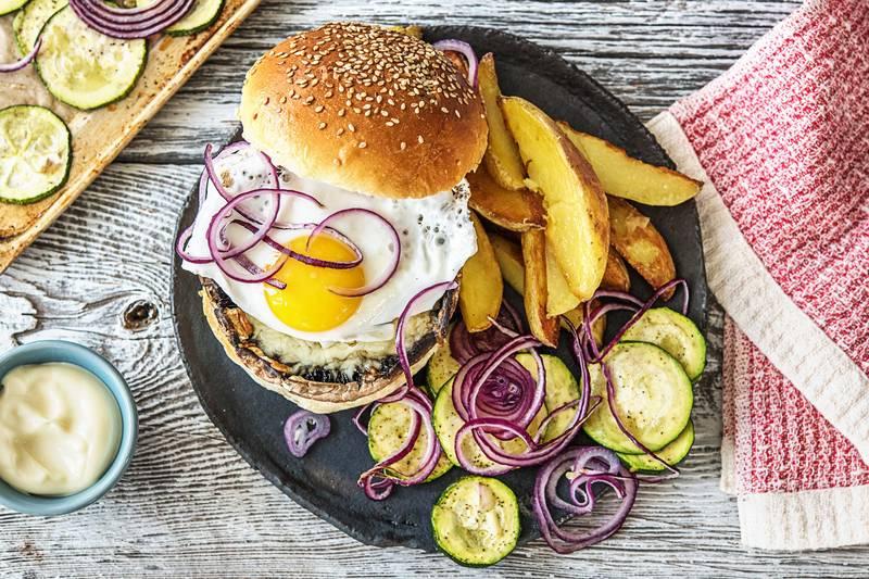 Burger de portobello avec oeuf au plat