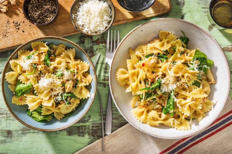 Farfalle crémeuses au poulet haché