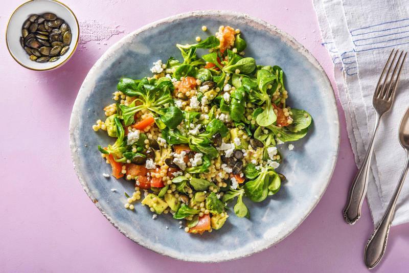 Salade de couscous perlé à l'avocat et à la feta