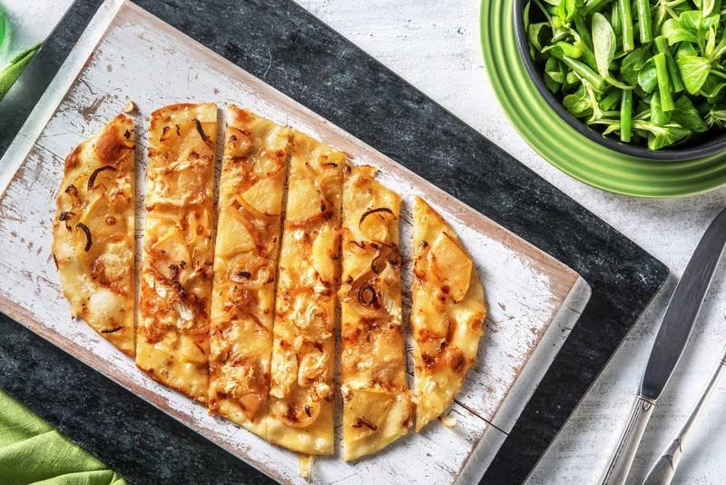 Flammekueche au brie et à la pomme