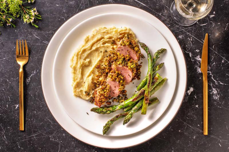 Filet de porc en croûte de pistache au thym