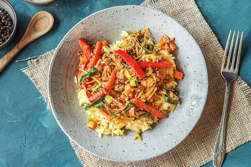 Orzo au bœuf haché épicé & fromage italien
