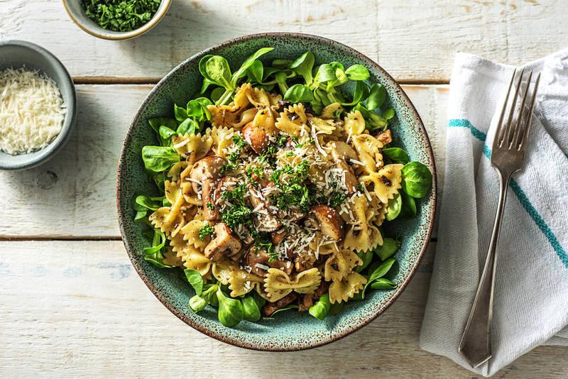 Farfalle & pesto aux champignons des bois