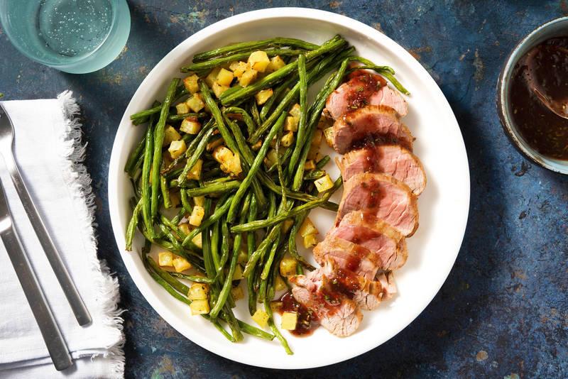 Carré de porc sauce fraise-balsamique