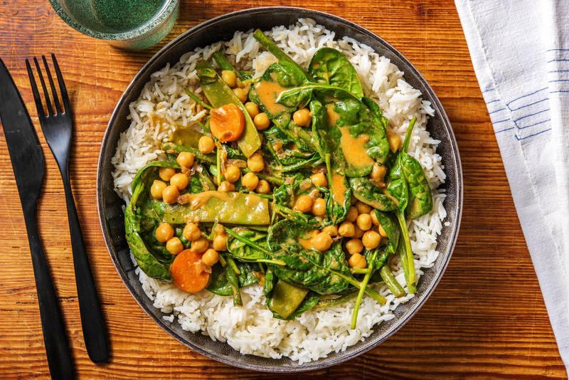 Curry doux aux épinards et aux pois chiches