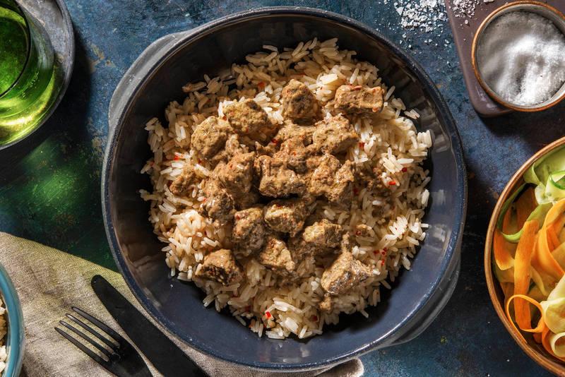 Boeuf rendang & riz au lait de coco citronnelle