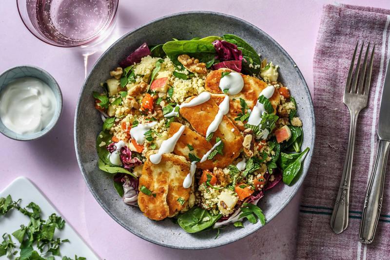 Salade façon couscous au halloumi grillé