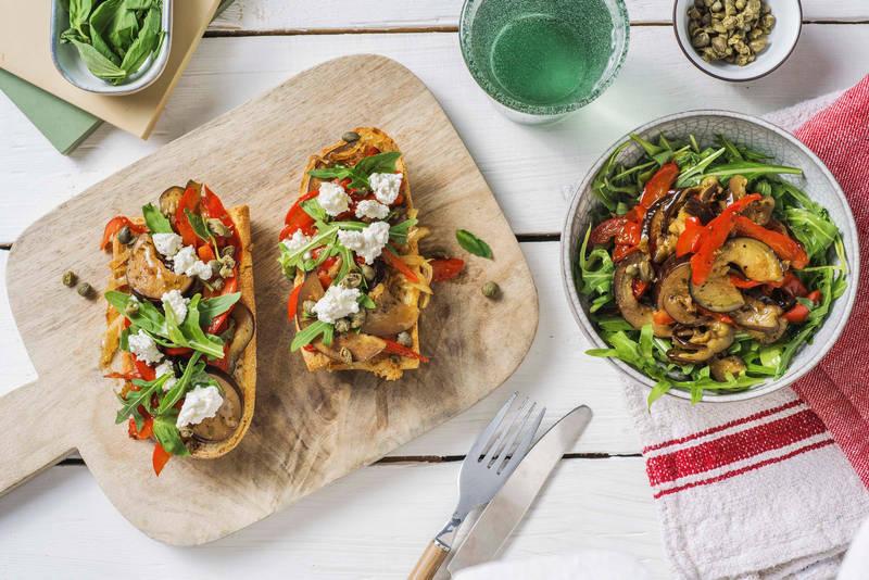 Bruschetta aux légumes poêlés