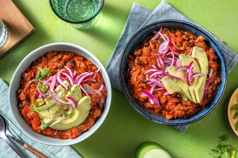 Chili con carne au bœuf et aux haricots noirs