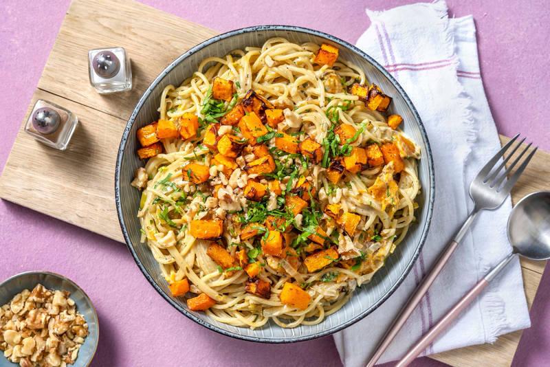 Spaghetti au butternut & fromage bleu