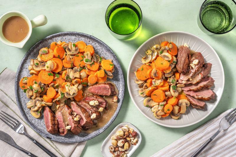 Filet de canette sauce échalote & carottes Vichy