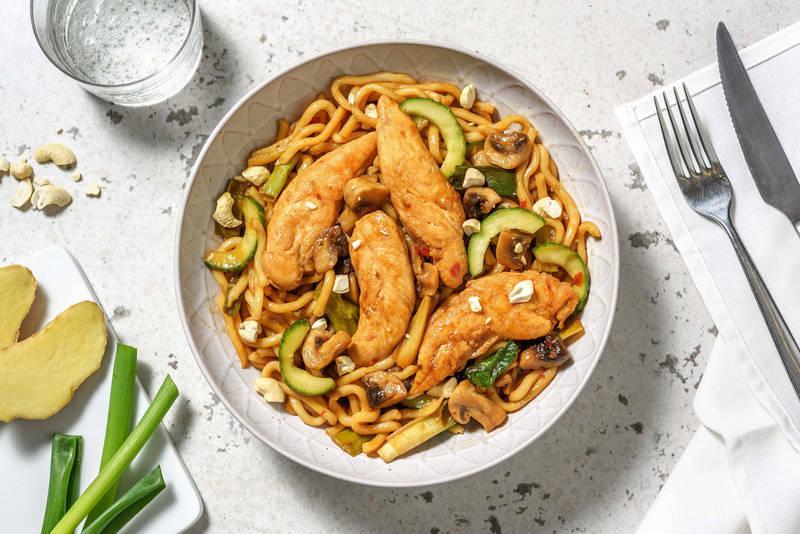 Nouilles udon sautées au poulet