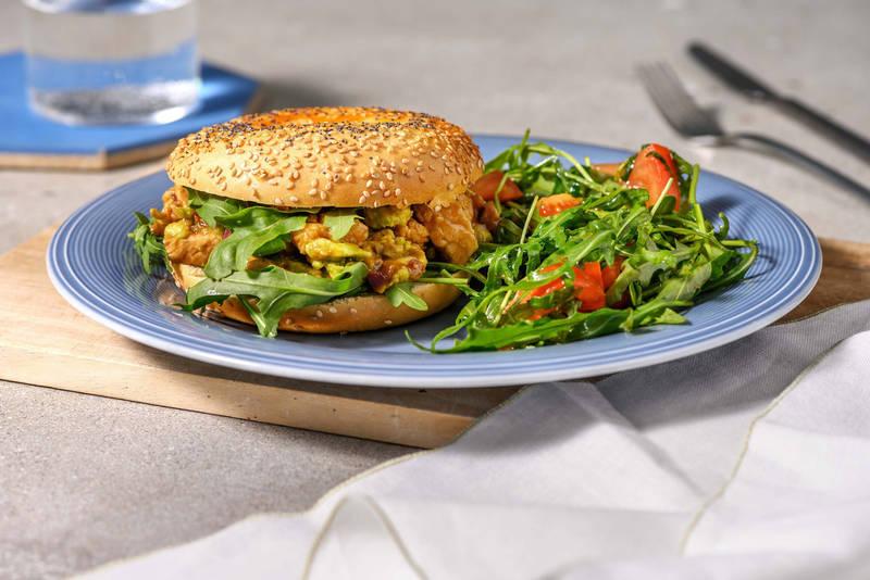 Bagel avocat, poulet & roquette