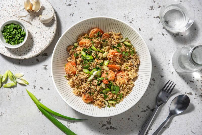 Riz sauté chinois crevettes & champignons