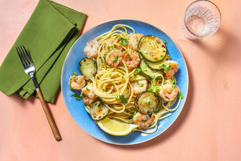 Spaghetti & crevettes à la méditerranéenne