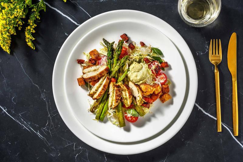Salade estivale au poulet, chorizo & asperges