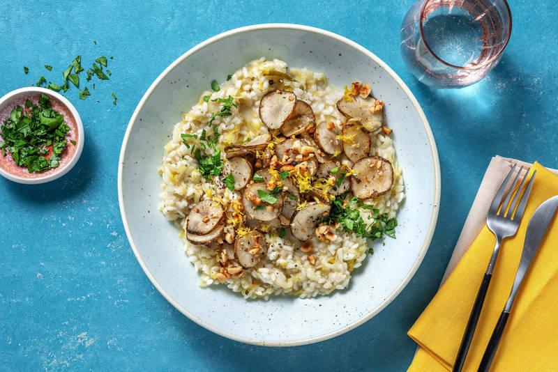 Risotto aux topinambours, tomme & noisettes