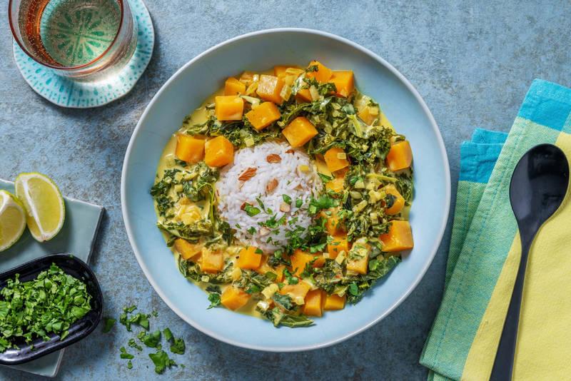 Curry au potiron & chou kale