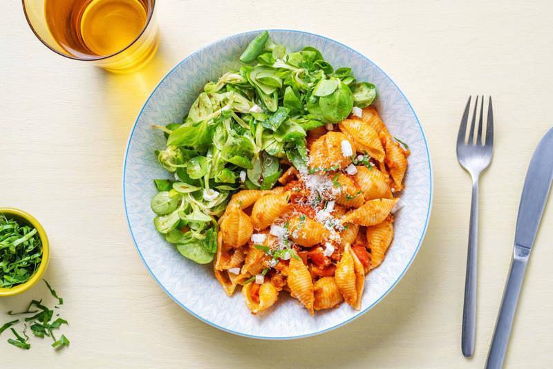 Conchiglie au pesto rosso