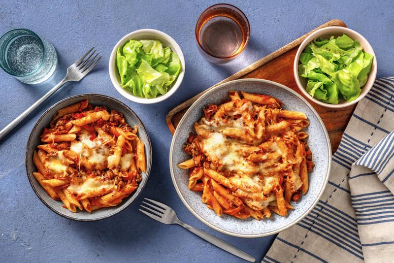 Penne ragù al forno au bœuf