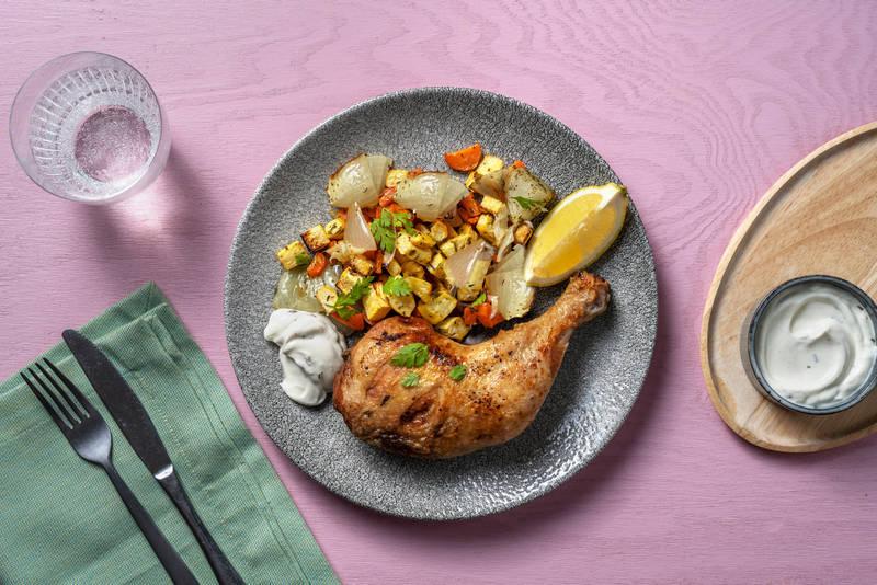Cuisse de poulet rôtie, cerfeuil & citron