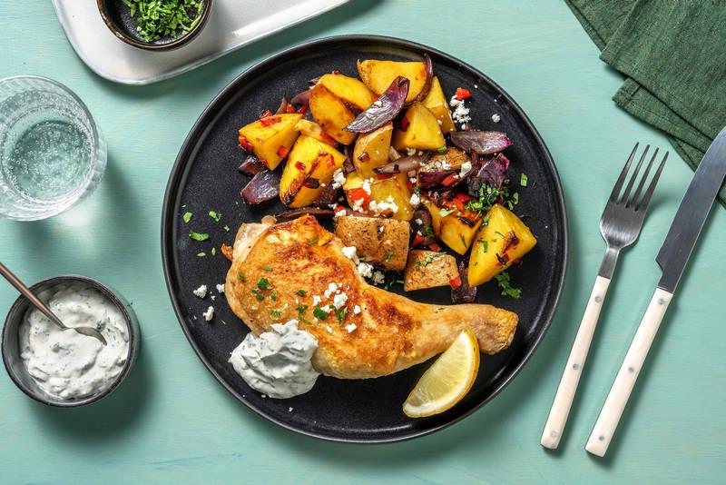 Cuisse de poulet rôtie à la grecque