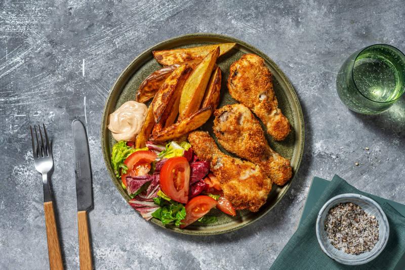 Pilons de poulet croustillants & potatoes