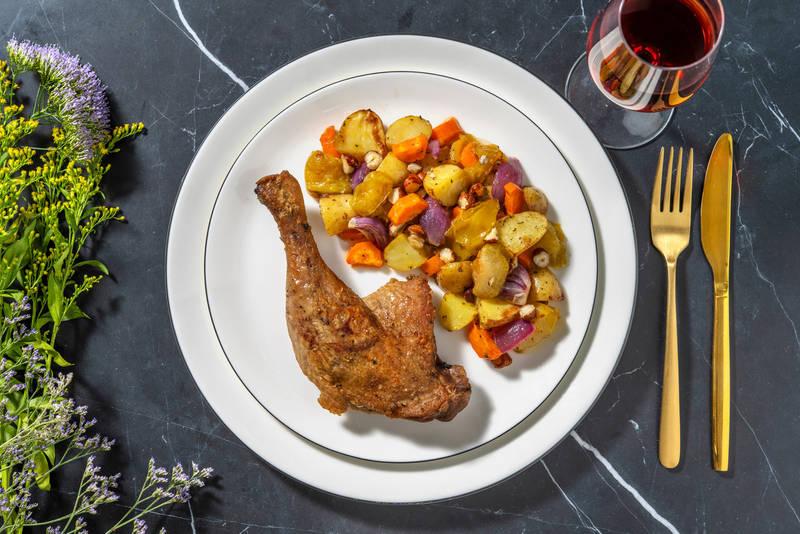 Confit de canard & prunes rôties