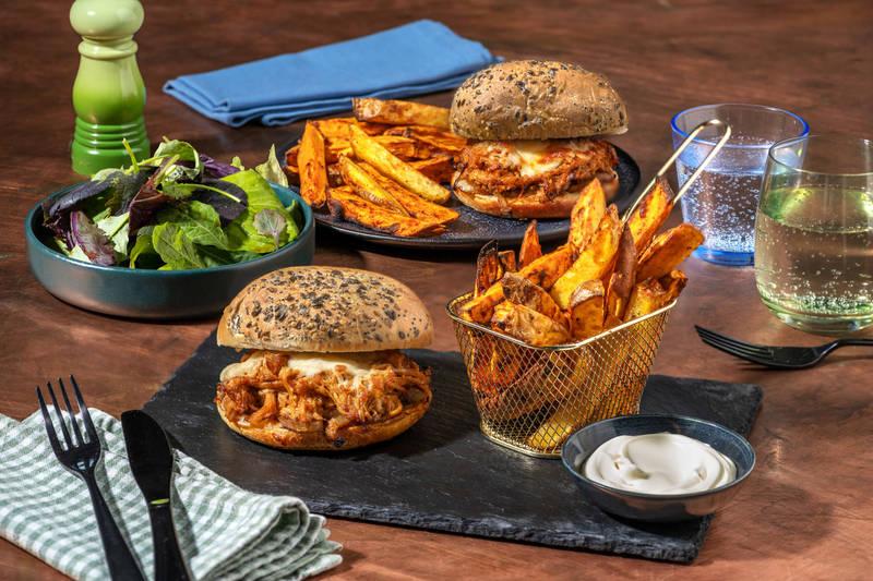 Burger pulled pork & cheddar