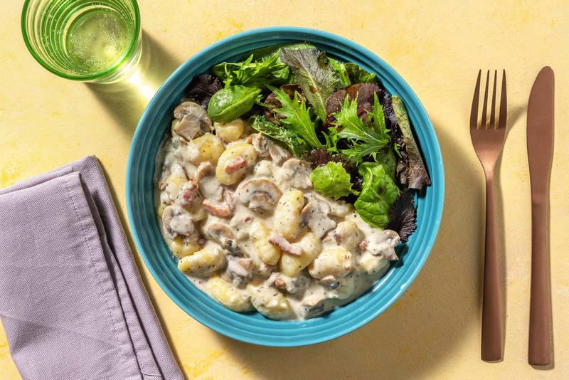 Gnocchi crémeux aux lardons & champignons