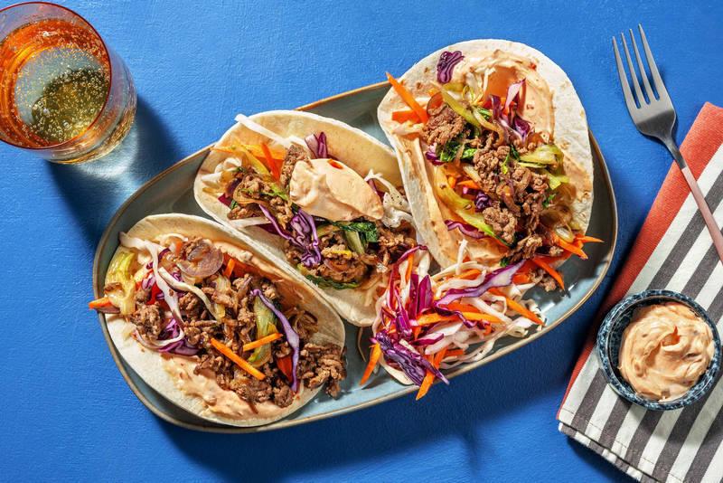 Le Végé : tacos de haché végétal à l'asiatique